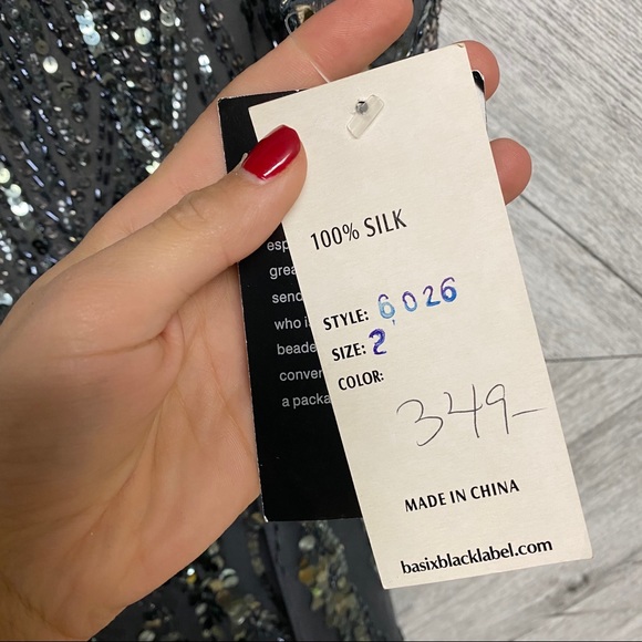 Basix | Black Label Silk Sequin Cocktail Dress 2 - Picture 7 of 13